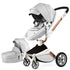 Hot Mom 360°drehbare Kinderwagen F023, Kombikinderwagen mit Reversibele PU-Leder Aufsätze 2-1 oder 3-1 package verfügbar, versand in 3 Werktage innerhalb Deutschland